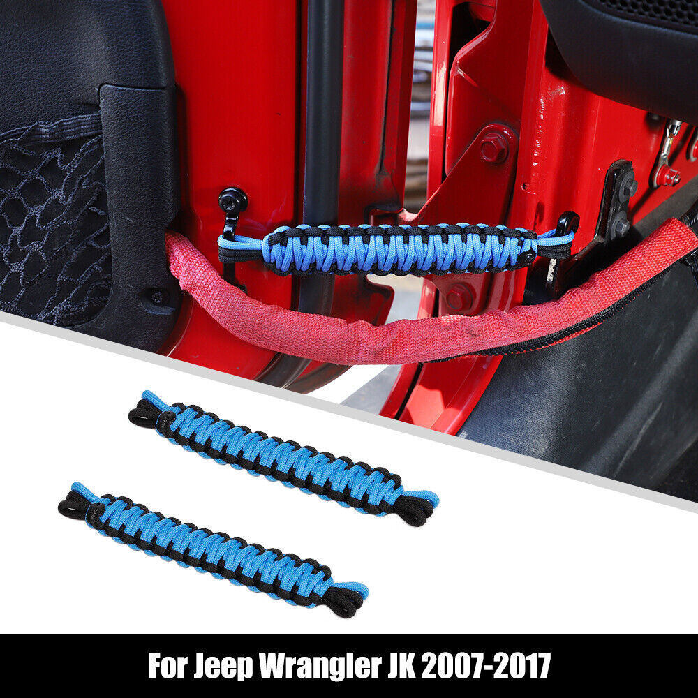 For YJ TJ JK JKU JL for Jeep for Wrangler Paracord Door Limiting Straps Limiter Blue 2X