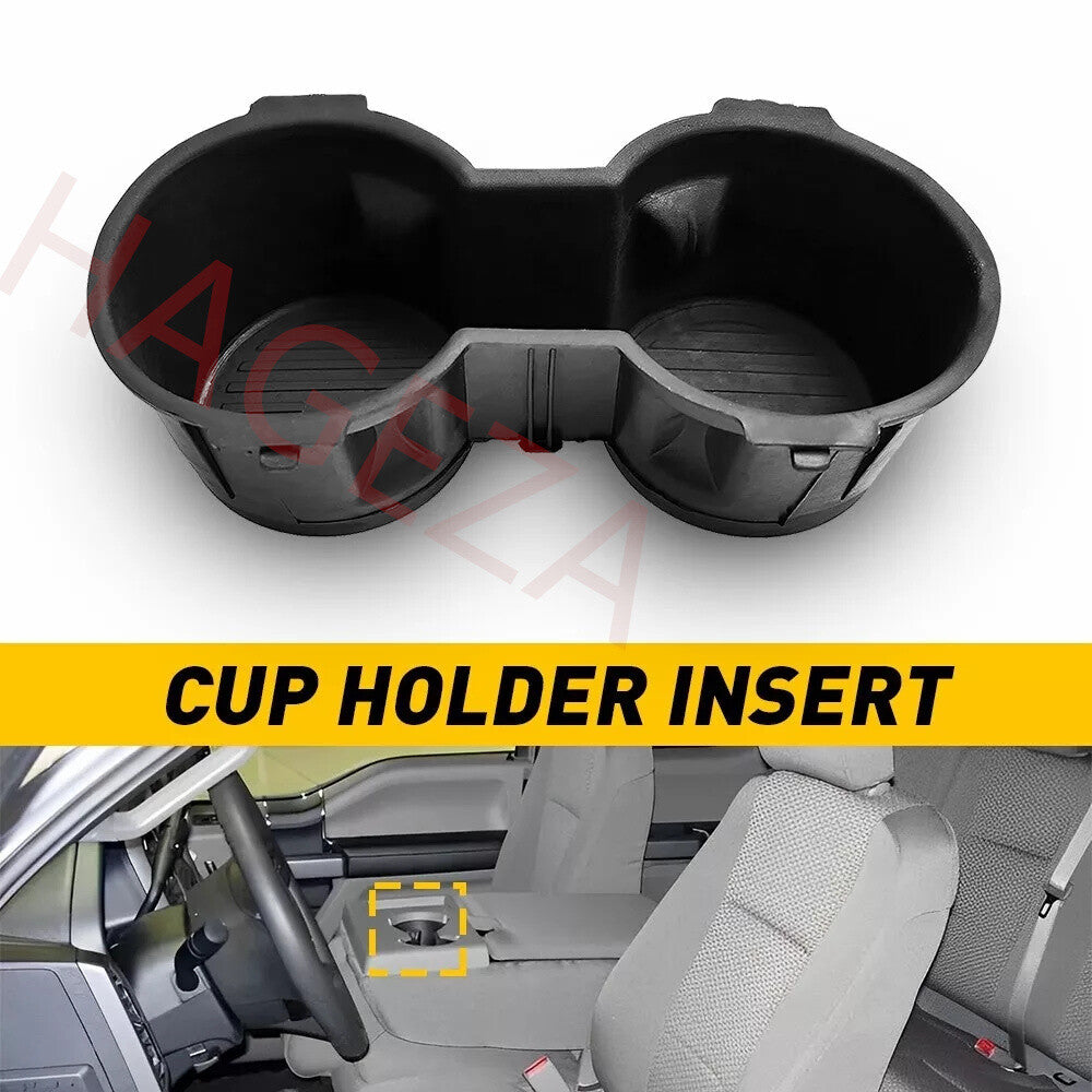 Black Front for Seat Dual Cup Holder Rubber Insert Cover Fit for Ford F150 2015-2022