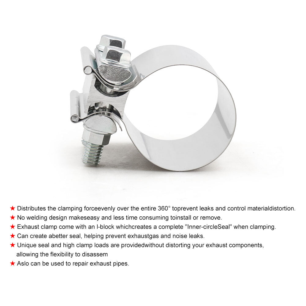 2-Pack 5-inch Butt Connector with Clamp Hose Exhaust Muffler Coupling SS304