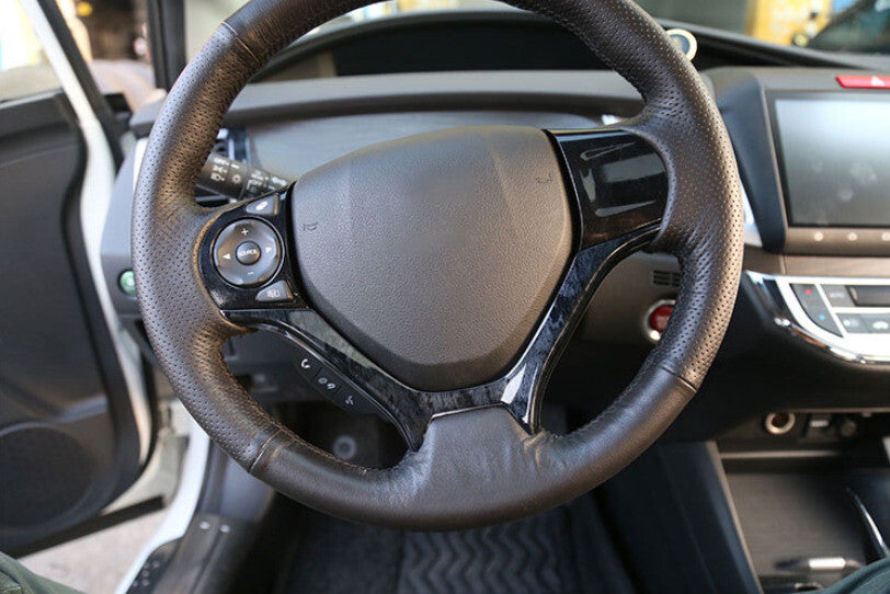 Steering Wheel Frame Cover Trim for Honda for Civic 9th 2012-2015 Black Wood Grain