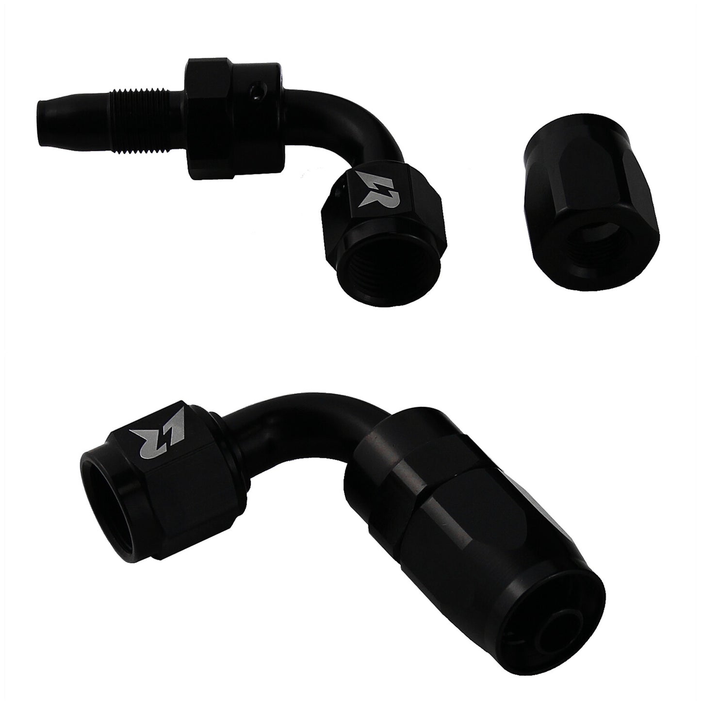 AN10 90 Degree Swivel Hose End Fitting for Braided Fuel Line Aluminum Black