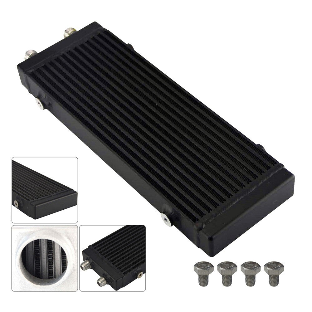 Universal Dual Pass Bar Plate Oil Cooler Medium Black Core:14x5.5x1.58