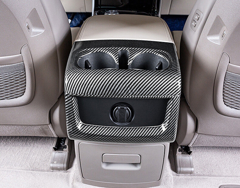 for Kia Carnival 2022-2023 Carbon Fiber Rear Water Cup Holder Frame Cover Trim