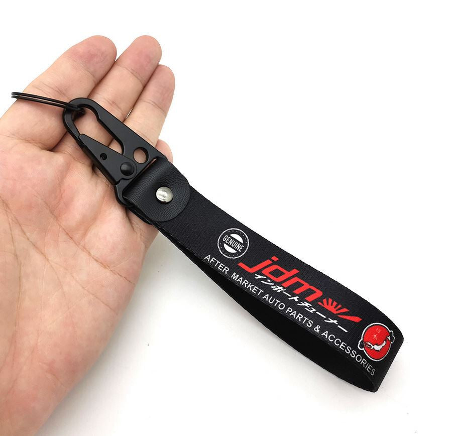 Suitable for Audi S-Line car keychains, horseshoe buckles, carbon fiber leather, black.
