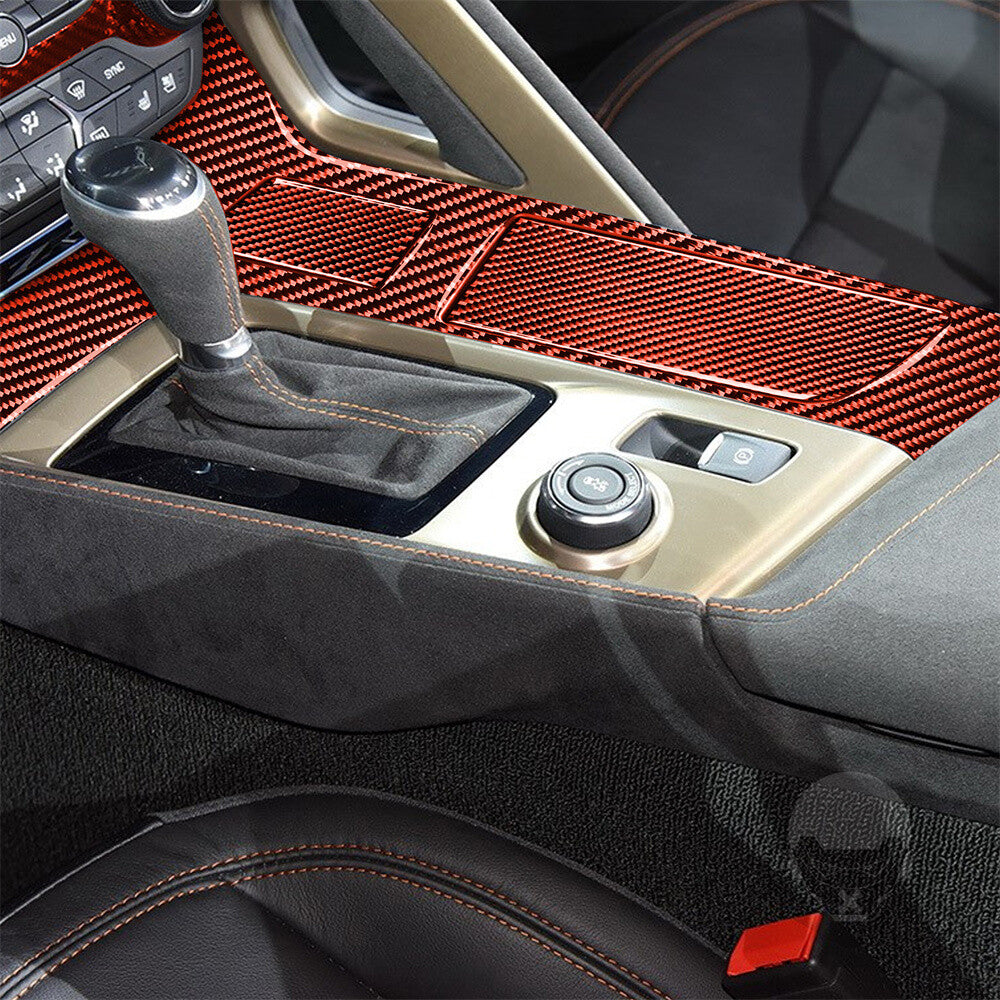 7¡ÁRed Carbon Gear Shift Cup Holder Panel Cover for Chevrolet for Corvette C7 2014-19