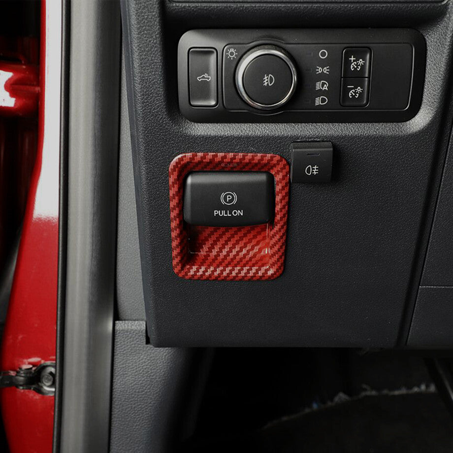 Red Carbon Car Handbrake Switch Cover Trim for Ford F150 F-150 21-23