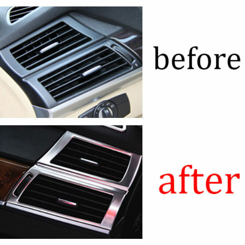 for BMW X5 X6 E70 2008-13 Silver Steel Inner Left And Right Air Outlet Vent Trim