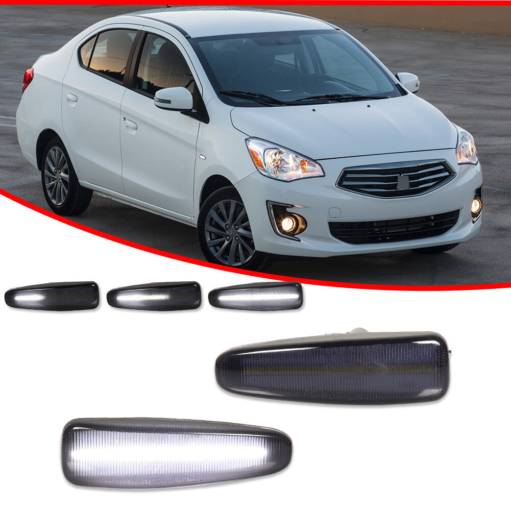 Two smoked white LED side marker signal lights for Mitsubishi Lancer Evo X Mirage