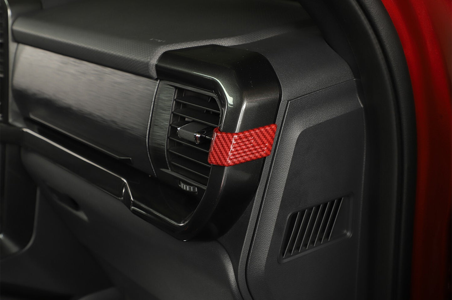 Center Console Side Air Vent Outlet Cover for Ford F150 2021+ Red Carbon Fiber