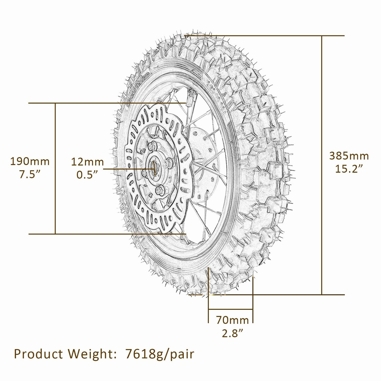 Front 2.50 - 10 + Rear 3.00 - 10 Wheels and Tires Disc Brake Pit Dirt Bike SSR XR50 CRF50