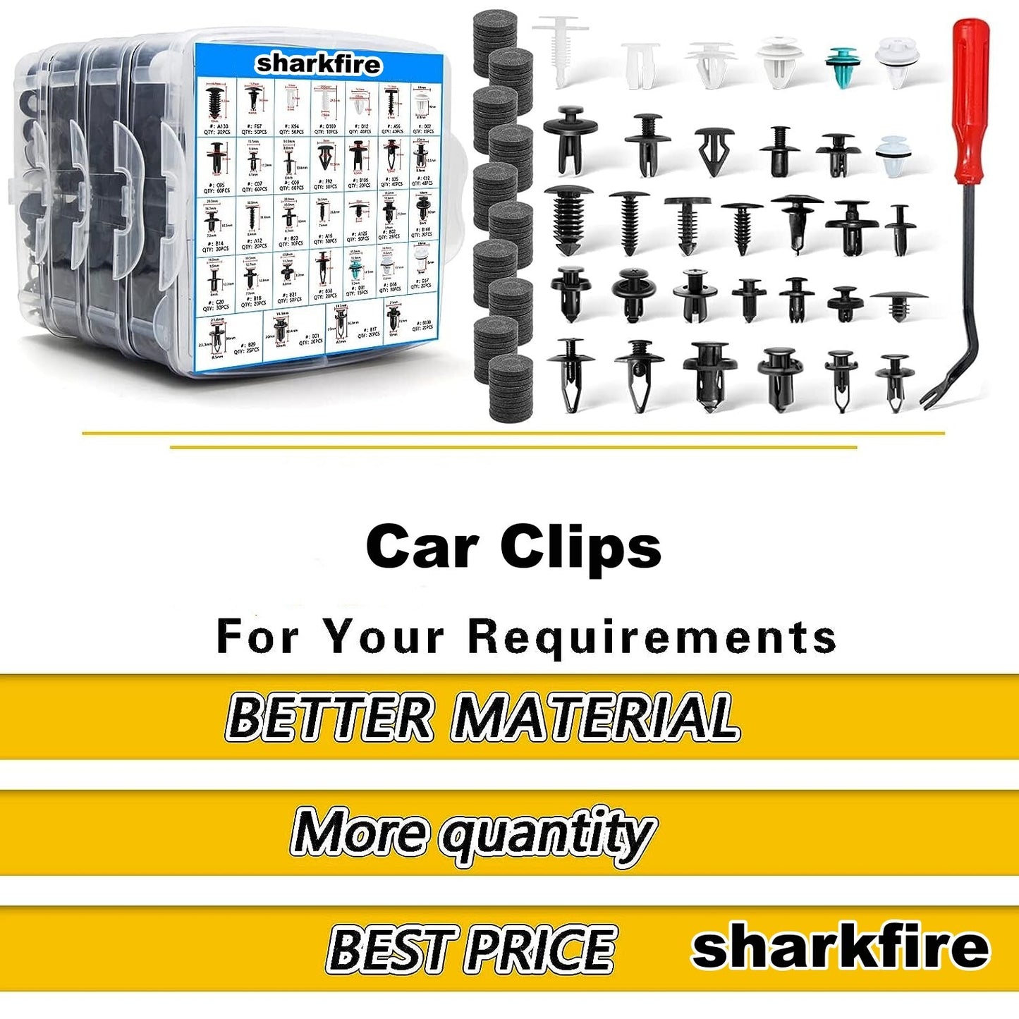 1000-piece pack of auto fasteners, push-to-fit plastic clips, rivets, bumper kit