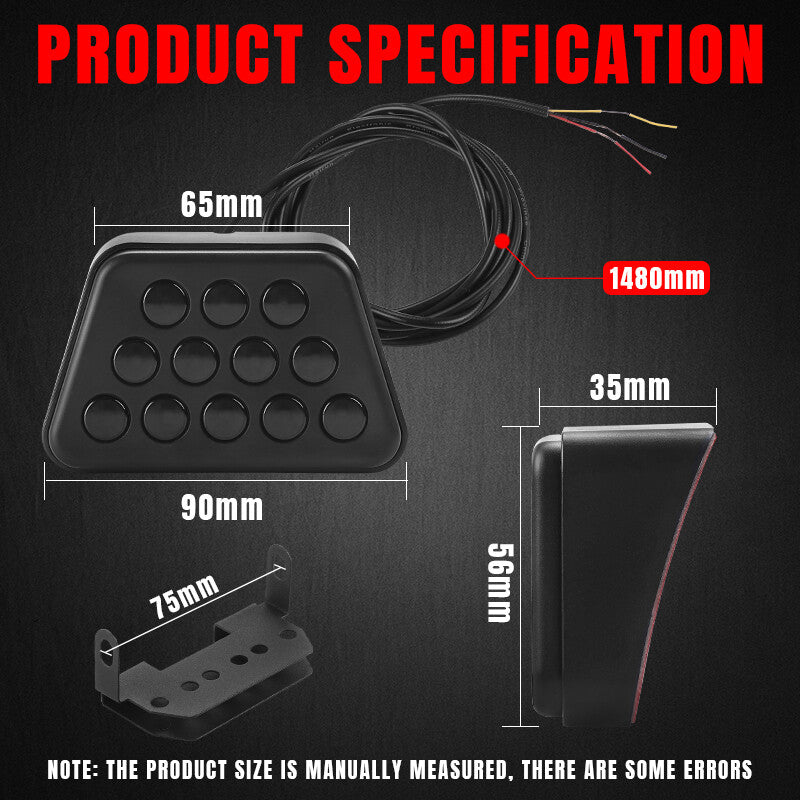 Universal F1 Style LED Flash Reverse Rear 3rd Brake Stop Tail Light Triangle Red