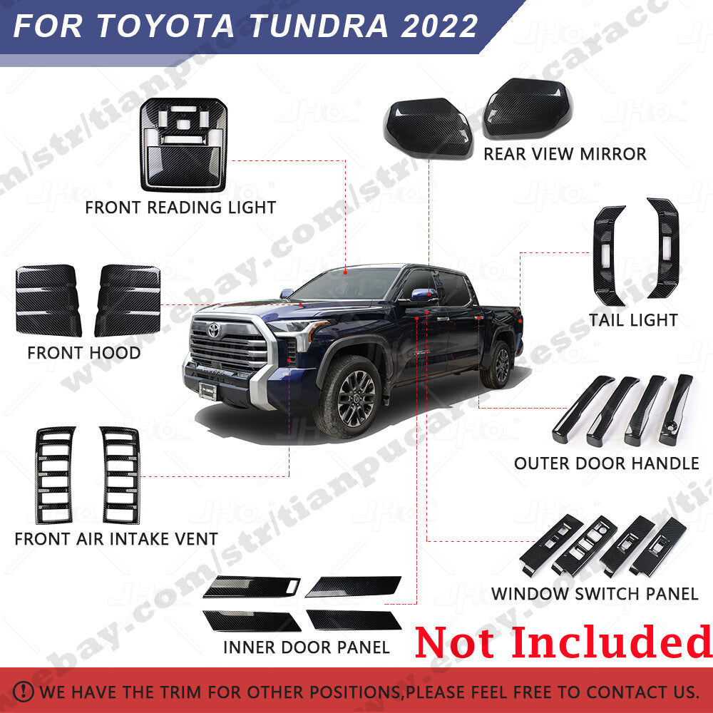 Carbon Fiber Grain Car Front Air Intake Vent Cover Trim for Toyota Tundra 2022