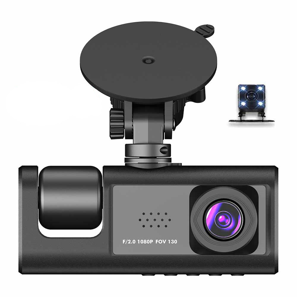 2IN Dash Camera HD 1080P Front/Interior/Rear Dash Cam Night Vision G-sensor