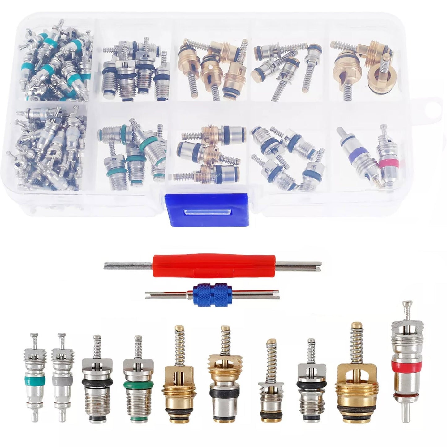 102pcs Car R12 R134a Air Conditioner Valve Core Remover Installer Accessories