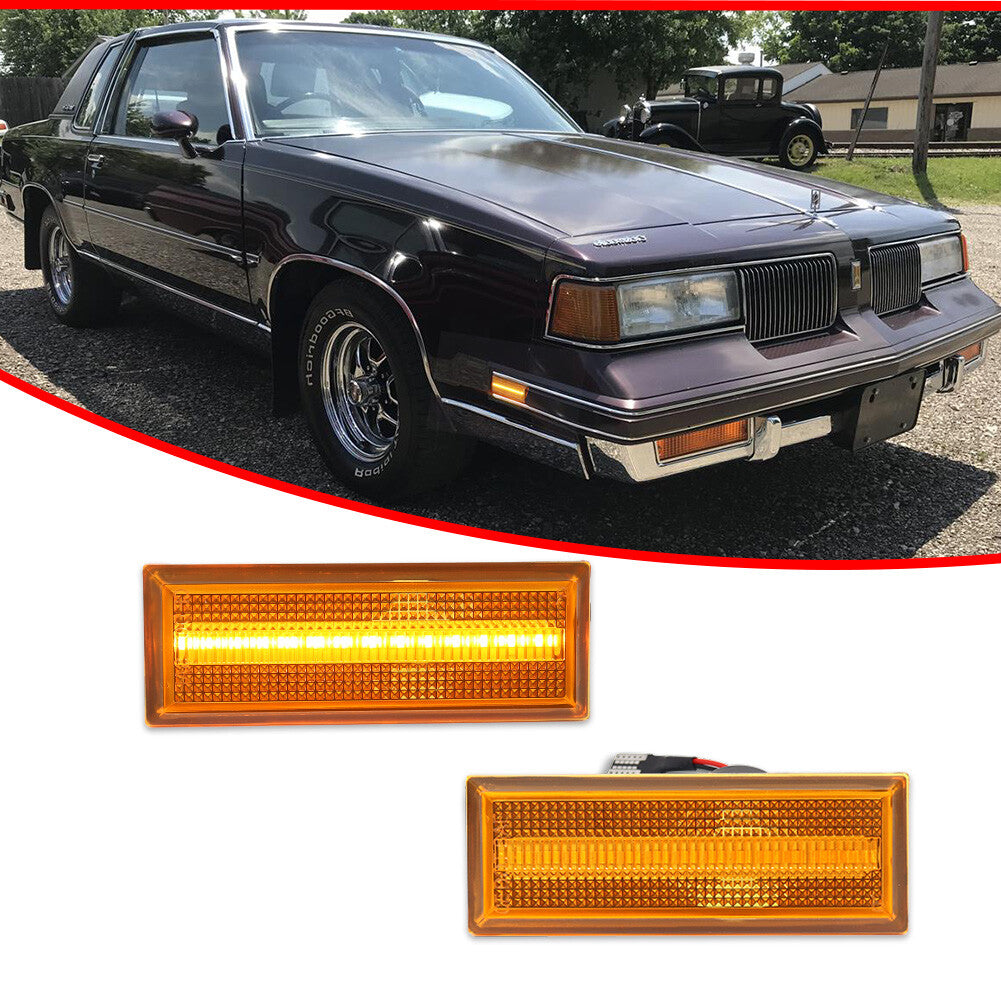 Suitable for 1981-1988 Cutlass 442 Amber LED Side Marker Lights Front Fender Lights (2-Piece Set)