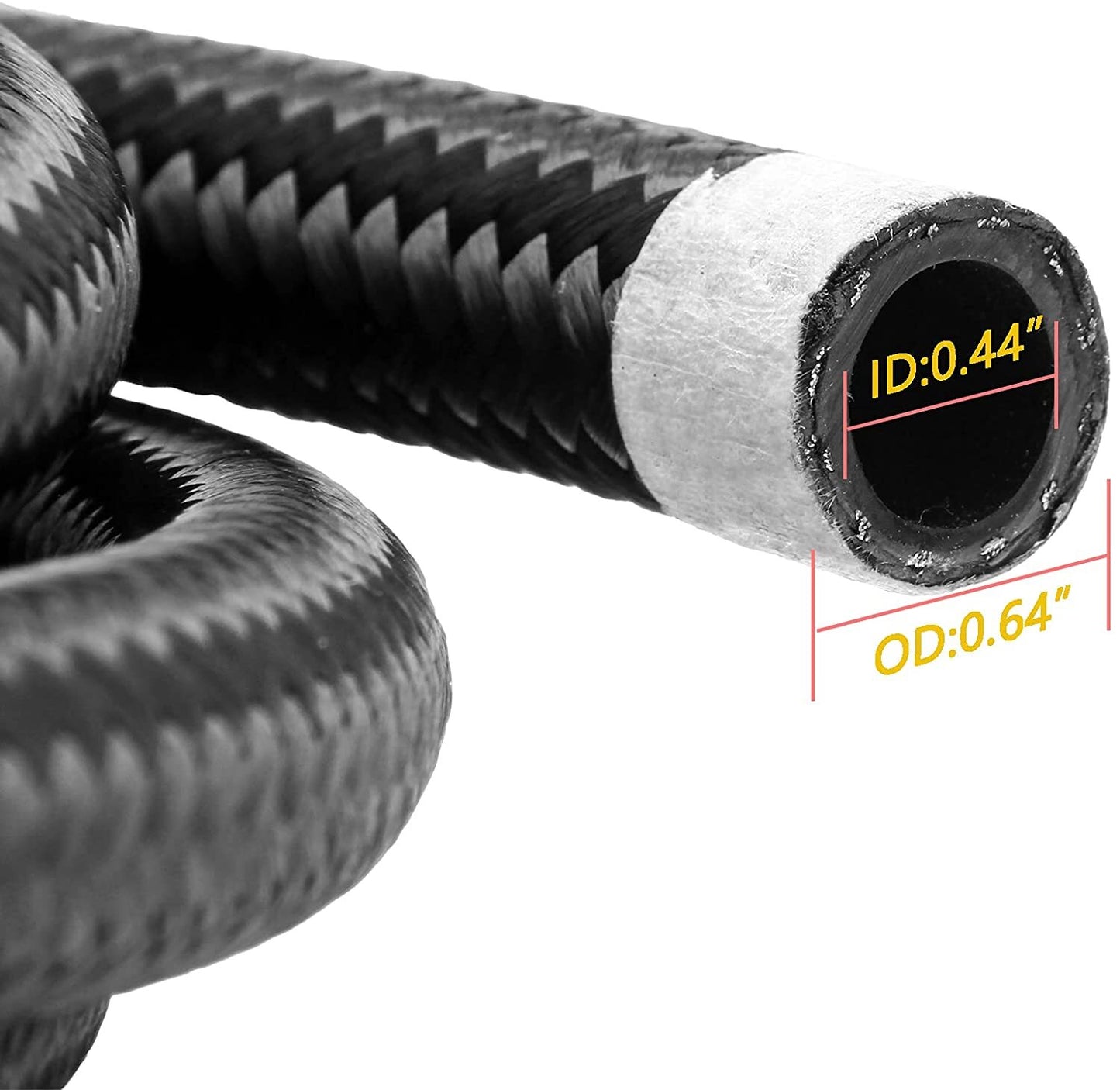 Stainless steel nylon braided oil fuel rotary hose, 20 feet + AN6 hose fitting