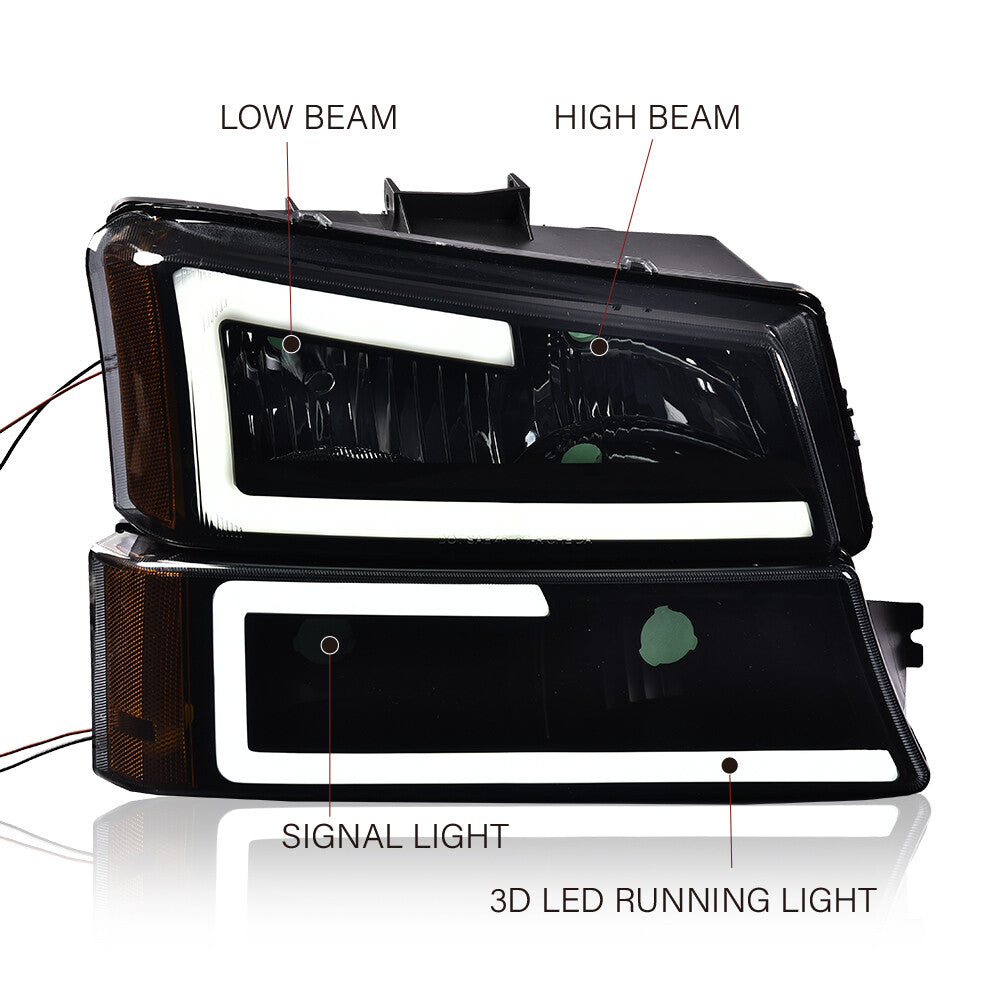 2003-2007 Silverado/Avalanche {Double LED C-BAR} Yellowwood/Raw Butter + Sled