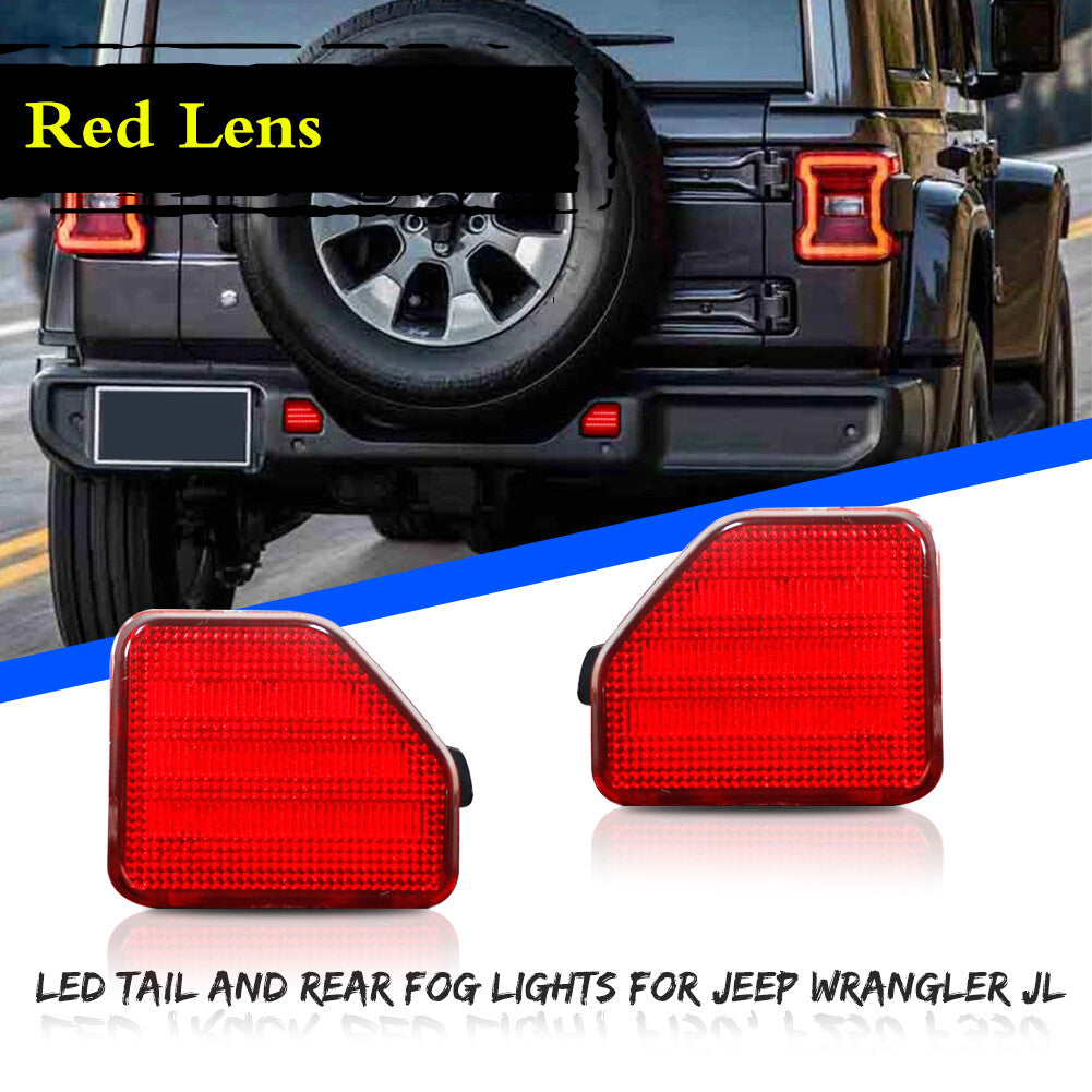 Red lens, red LED rear bumper reflector taillights suitable for 2018 for Jeep for Wrangler JL