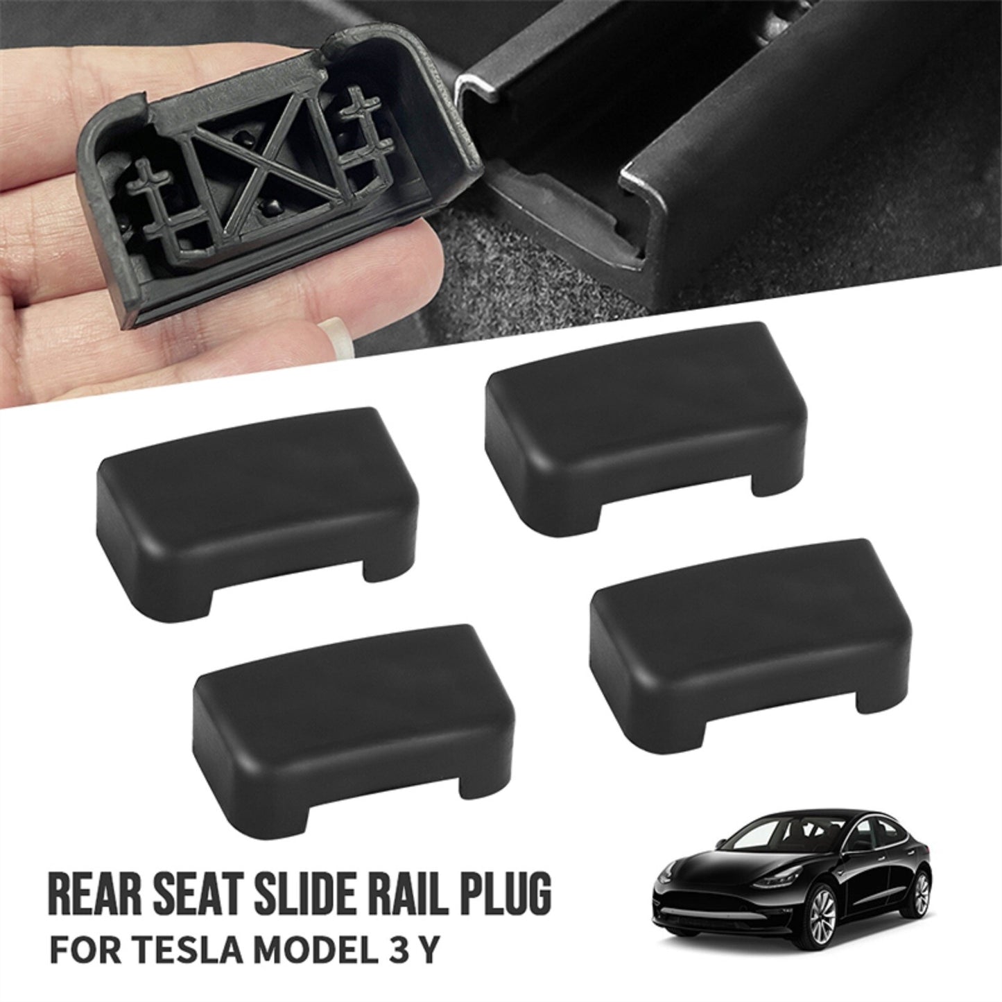 Rear for Seat Slide Rail Protection Anti-Kick Plug Rubber Cover for Tesla Model 3/Y