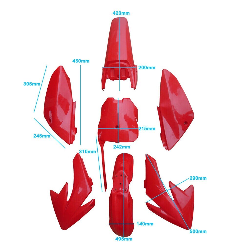 Motorcycle Red Plastic Fender Fairing Body Work Kit for HONDA CRF70 Dirt Bikes