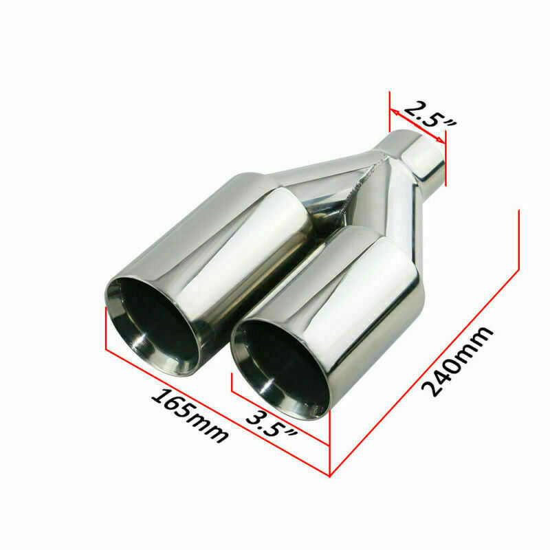 2PCS 2.5inch inlet Universal Polished Car Dual Exhaust Tips for 2.5 4 Tips