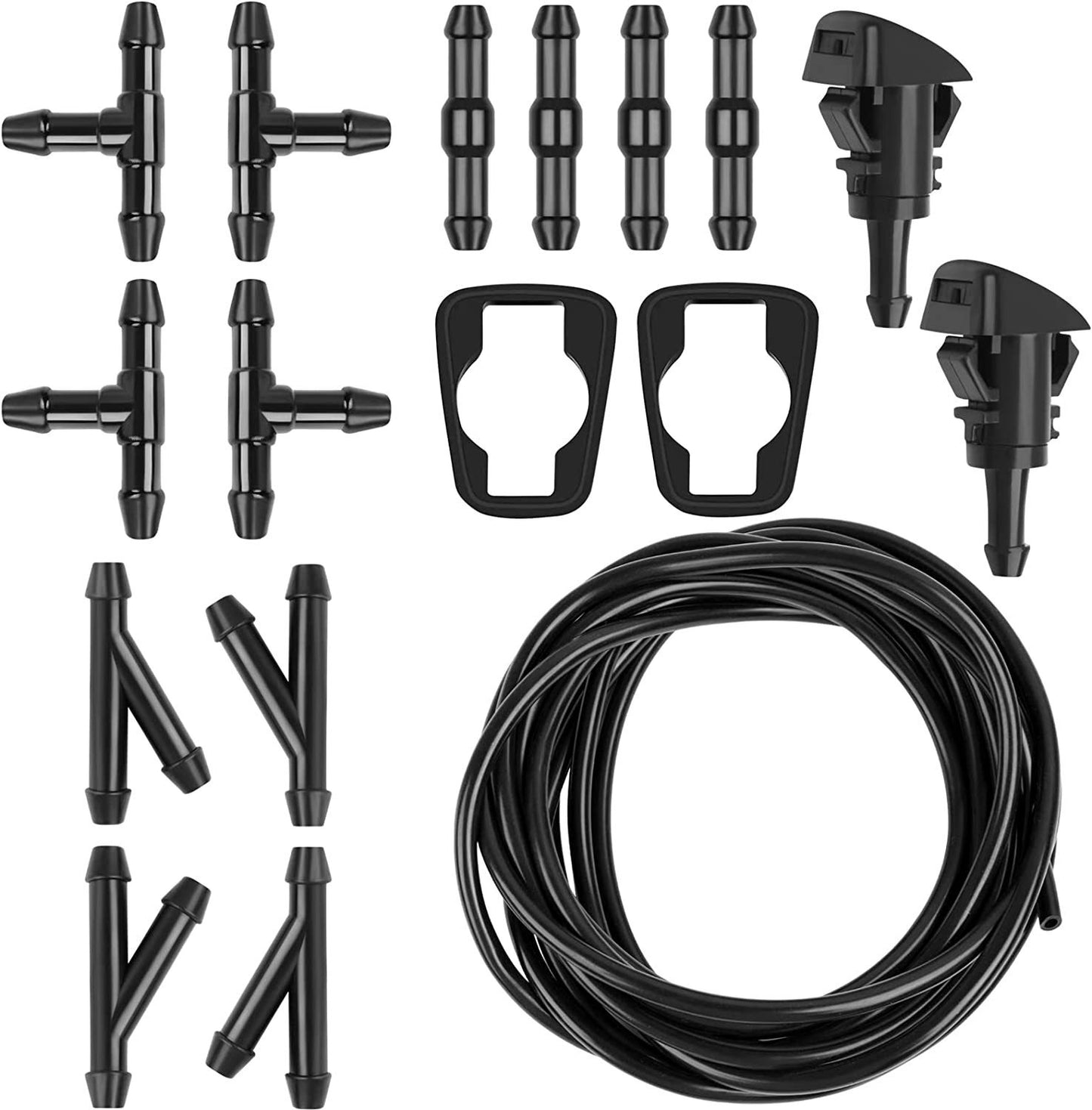 17pcs Windshield Washer Spray Nozzles Hose 5M Connector Kit for Dodge for Jeep for RAM