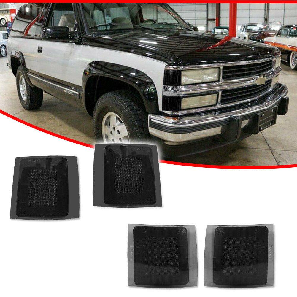 Smoked front corner side marker light kit for 94-00 for Chevrolet and for GMC C/K pickup trucks.