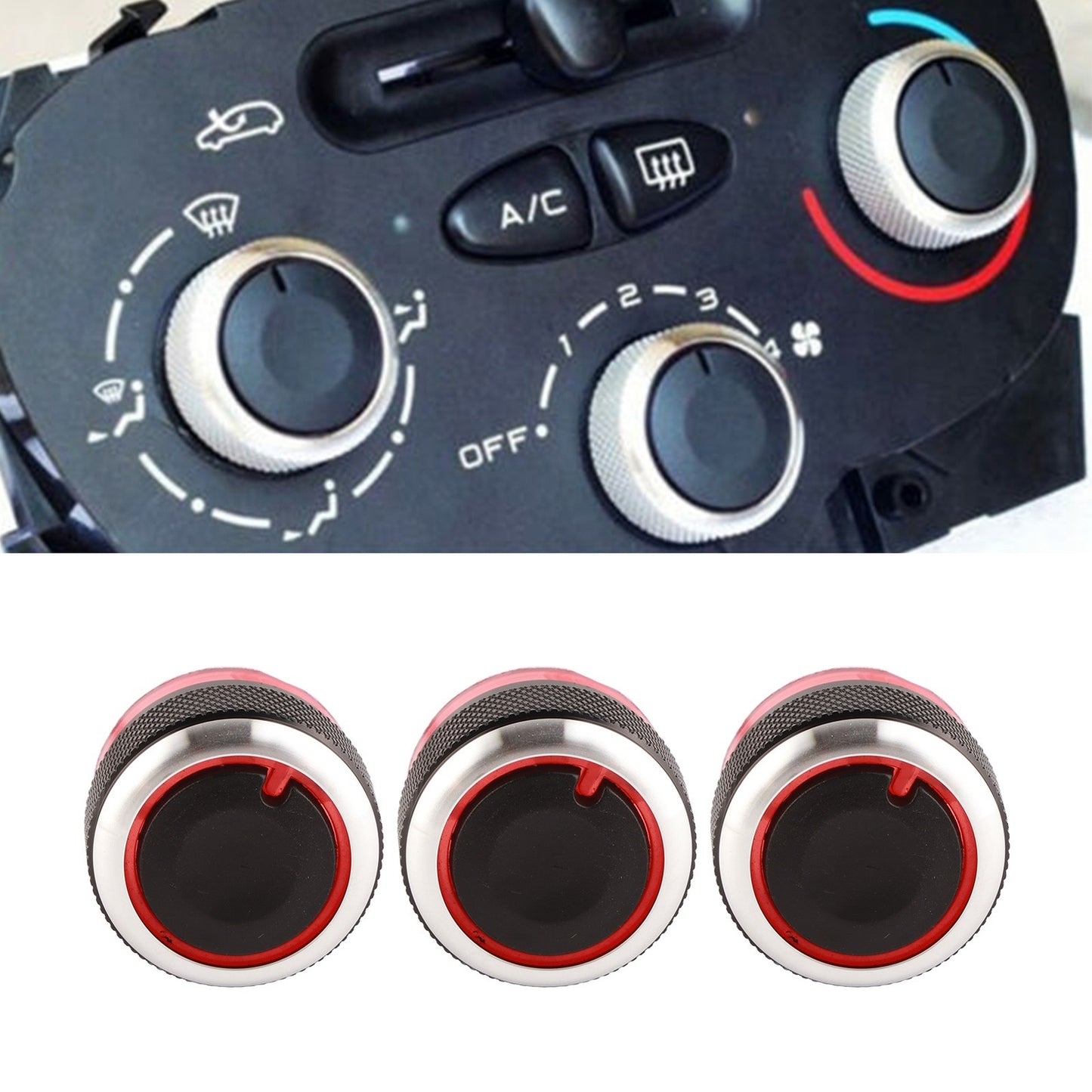 AC Switch Knob 3pcs Car Air Conditioner AC Fan Control Switch Knob Heater