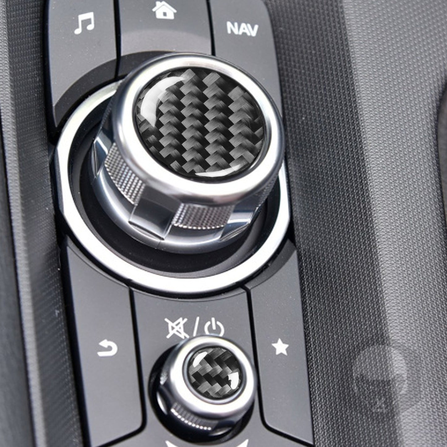 2x Carbon Fiber Console Multimedia Button Cover for Mazda MX-5 Miata 2016-2020