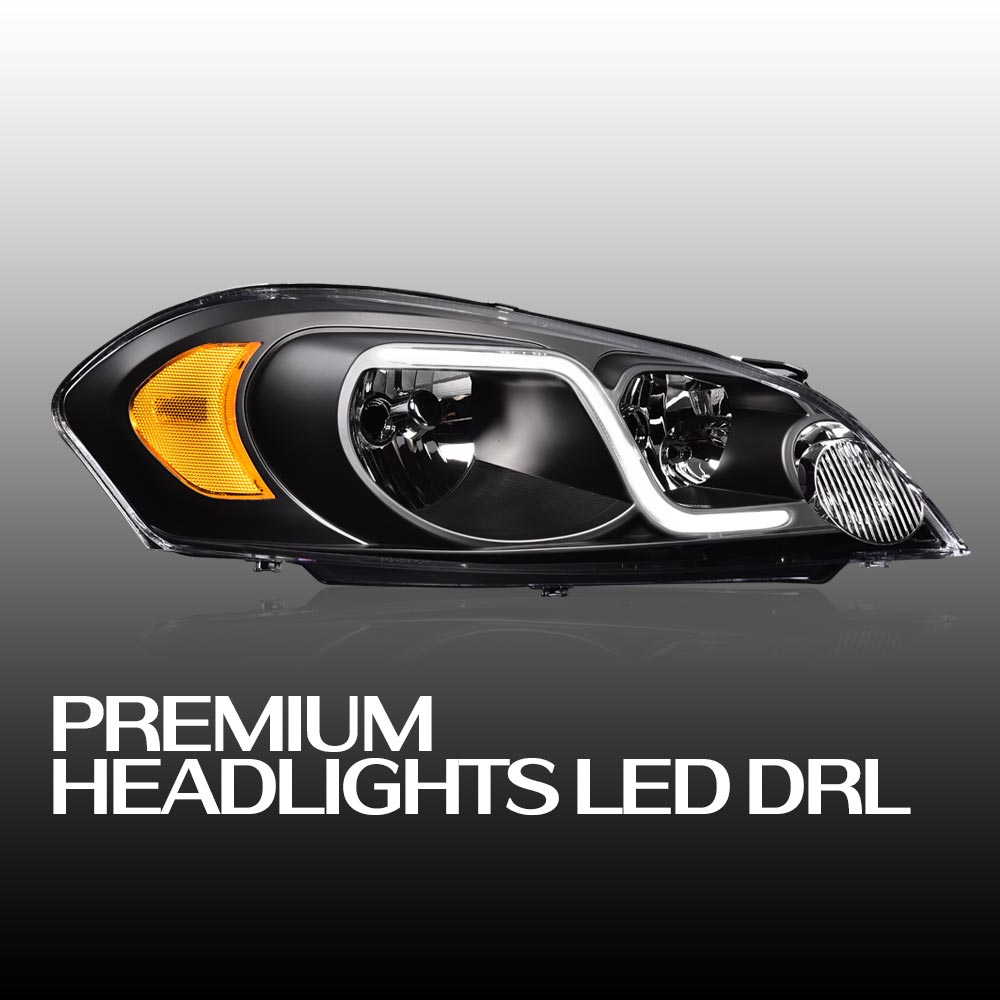 Suitable for 06-13 Impala 06-07 Monte Carlo 1 pair of LED headlights with amber reflectors.