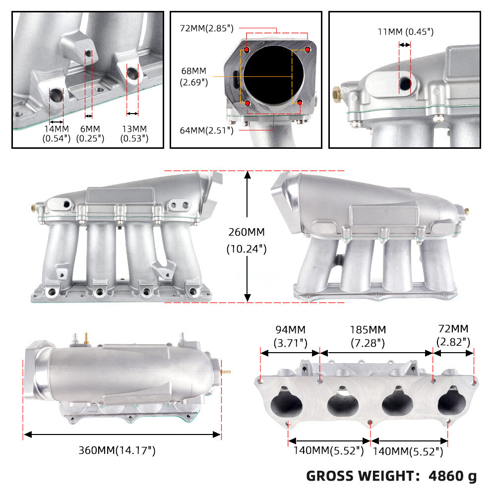 Silver Ultra Series Street Engines Intake Manifold for Honda K20A K20A2 K20Z1
