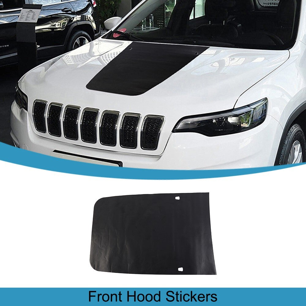 Matte Black PVC Front Engine Hood Decoration Sticker Trim for Jeep Cherokee 14+