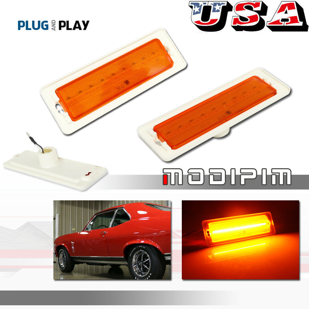 Amber lens LED front corner side marker indicator for 1970-1974 for Chevrolet Nova
