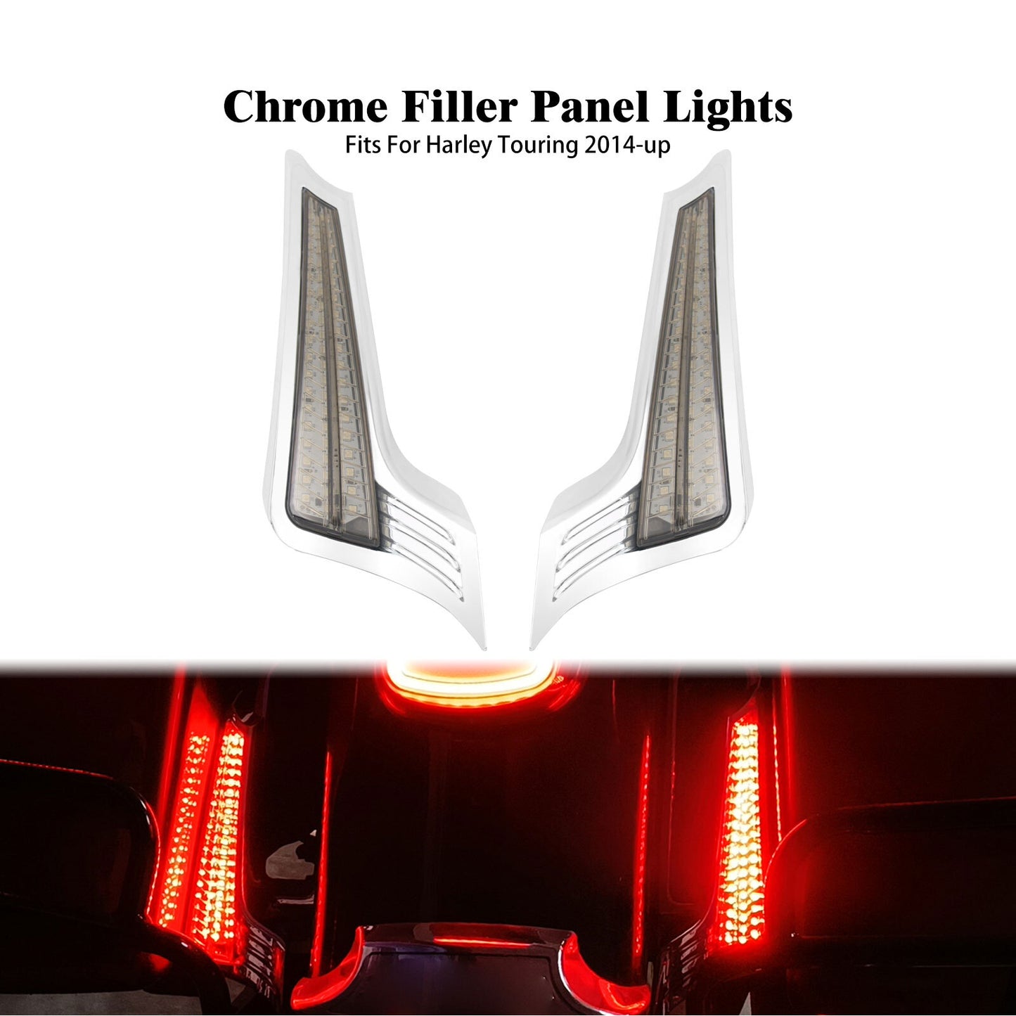 Chrome Rear Fender Red LED Turn Singal Light Somke Lens for Harley Touring 14-23