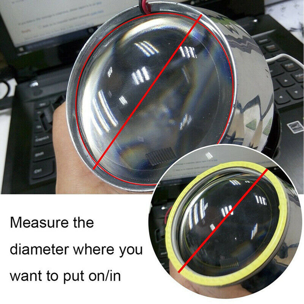 70MM DRL Car Fog Headlights COB Angel Eyes Halo Ring LED Light White Lamp 12V