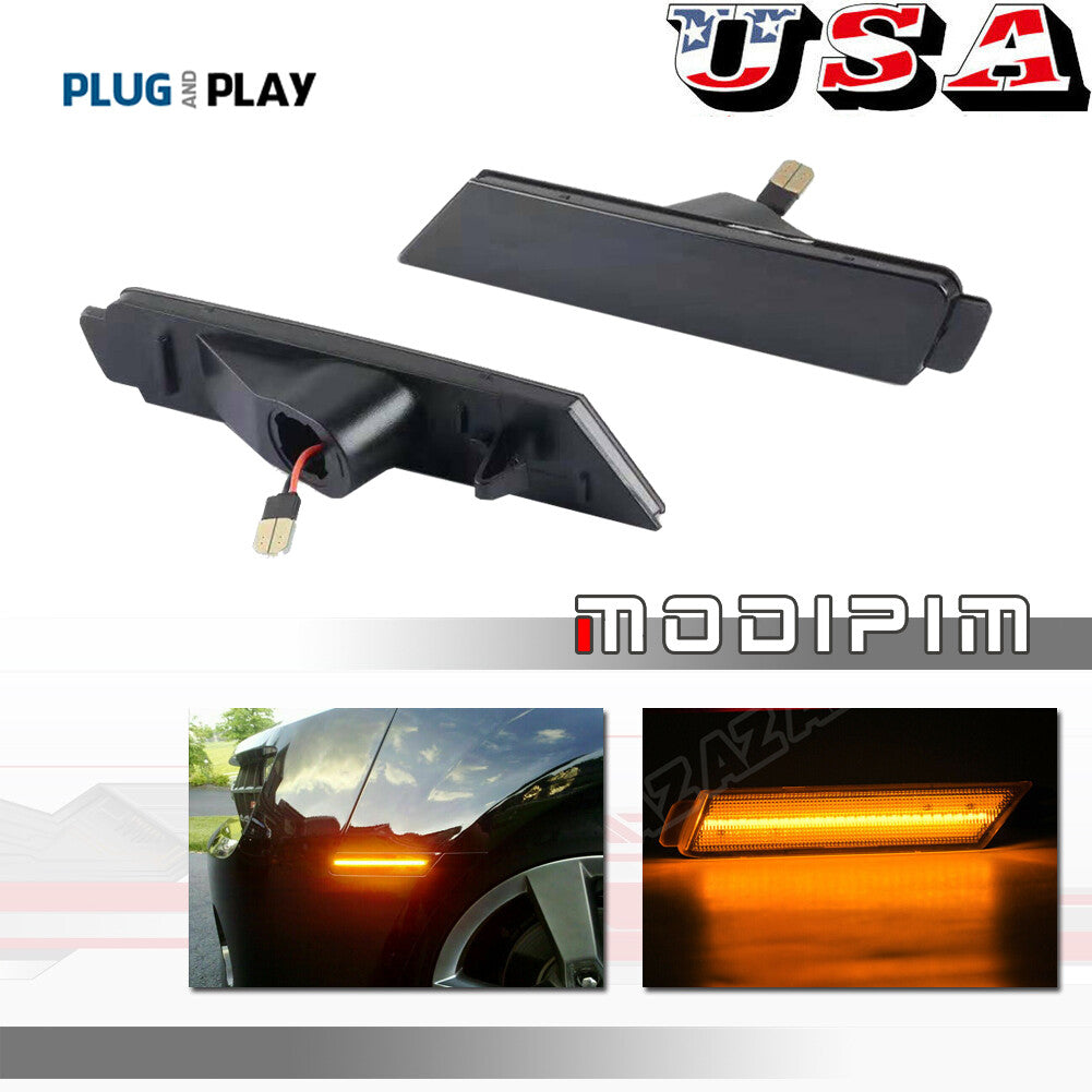 Black lens, amber LED, front marker reflector for 2010-15 for Chevrolet Camaro