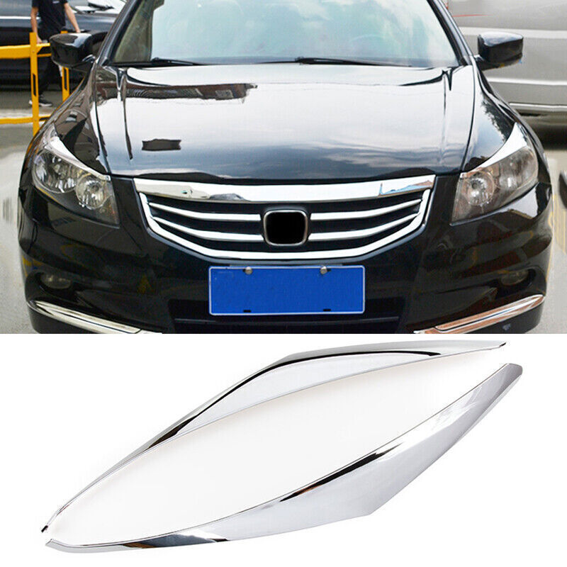 Fit for Honda Accord 2008-2012 Chrome Front Headlight Lamp Eyebrow Molding Trim