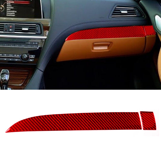 2x Red Carbon Fiber for Co -pilot Strip Cover Trim for BMW 6 Series F12 F13 2011-2018