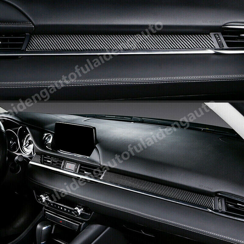 for Mazda 6 Atenza 2019-2021 Carbon Fiber ABS Dashboard Console Strip Cover Trim