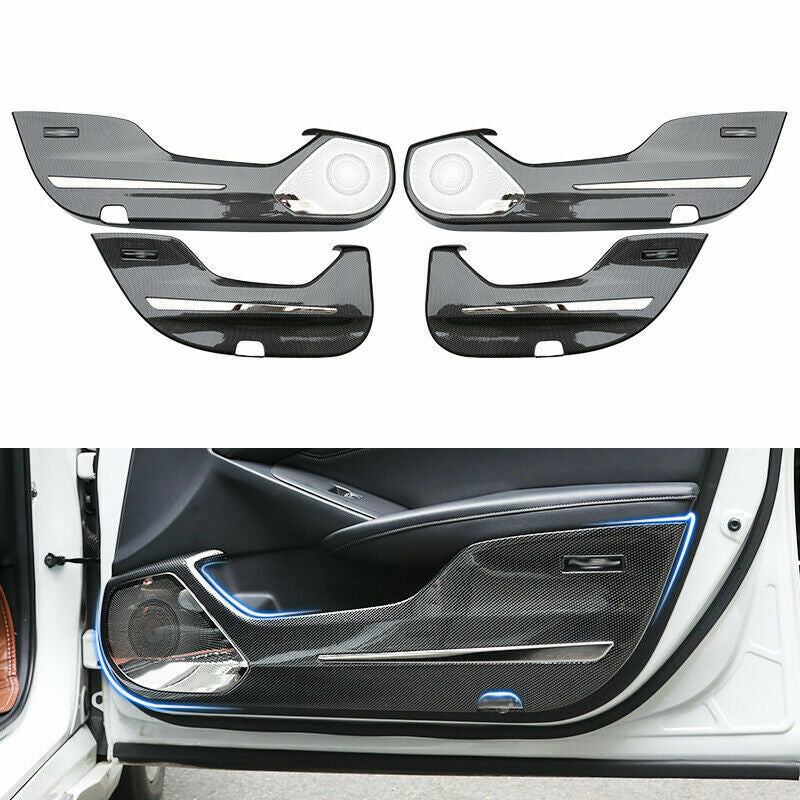 4X for Honda Accord 2018-2021 Carbon Fiber Inner Door Anti-Kick Panel Cover Trim