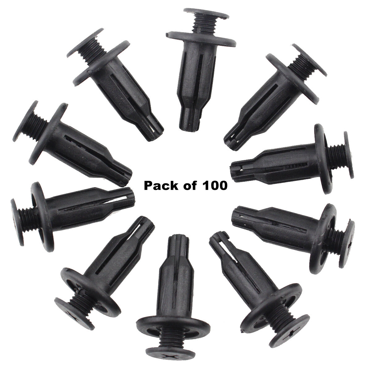100 Push Rivet Front Rear Bumper Retainer Clips for Honda 10mm Hole Fastener