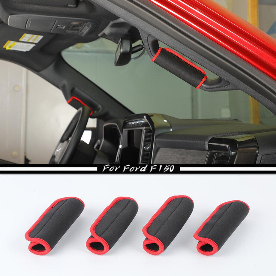 Suitable for 21-2023 for Ford F150 F-150 Red A/B Pillar Handle Protector Soft Cloth Pad Trim