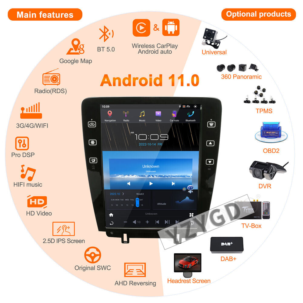 for Ford for Mustang 2009-2013 Stereo Android 2Din CarPlay Car Radio Receiver Screen