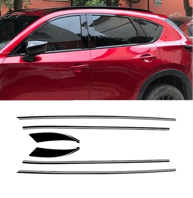Glossy Black Lower Window Strip Sill Molding Cover Trim for Mazda CX-5 2017-2021