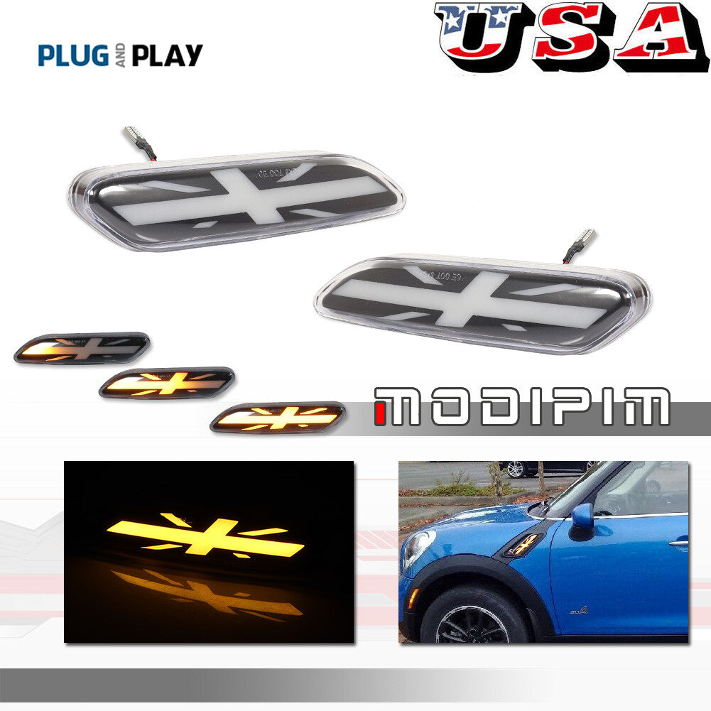 Transparent sequential LED side marker turn signals for 11-16 for Mini Cooper R60 R61