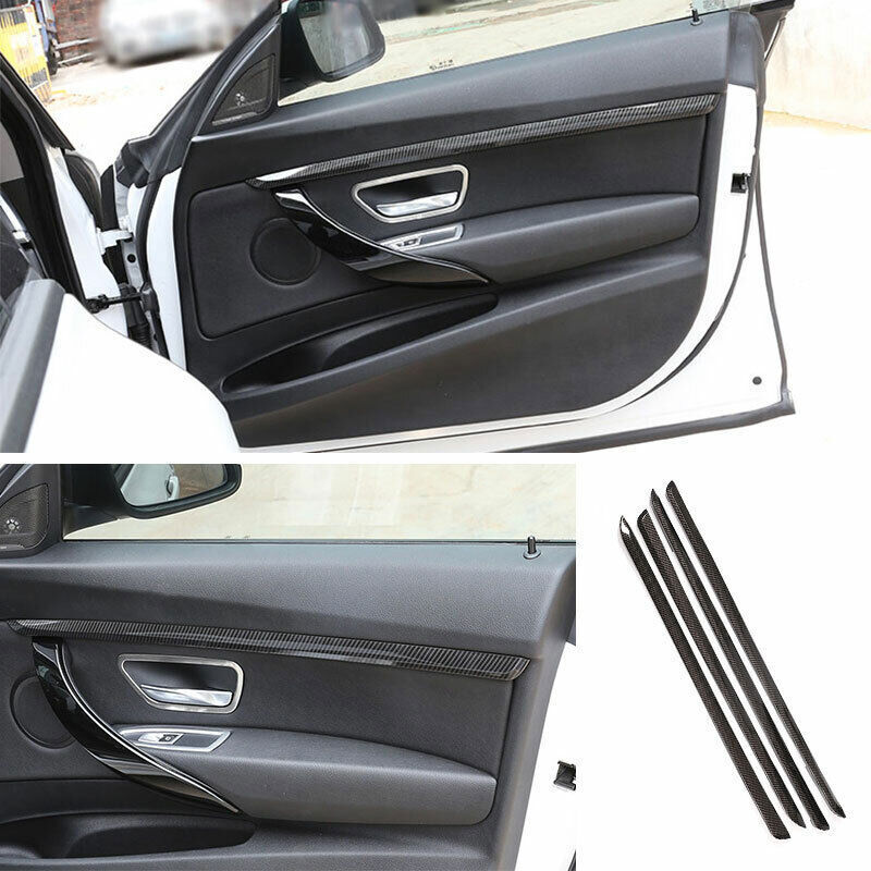 for BMW 3 4 Series GT 2014-2018 Carbon Fiber Look Inner Door Panel Strip Trim 4P