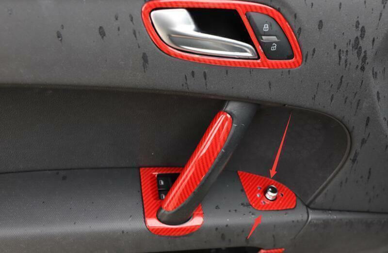 for Audi TT 2008-2014 Red Carbon Fiber Inner Main Driving Knob Button Cover Trim