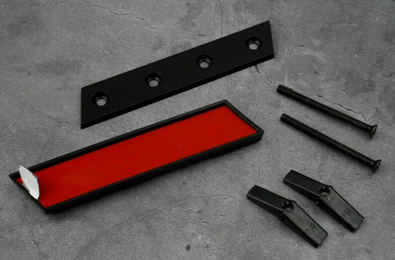 Bonnet badge decal for Audi SQ7 and Q7 Hood Grille, glossy black and red.