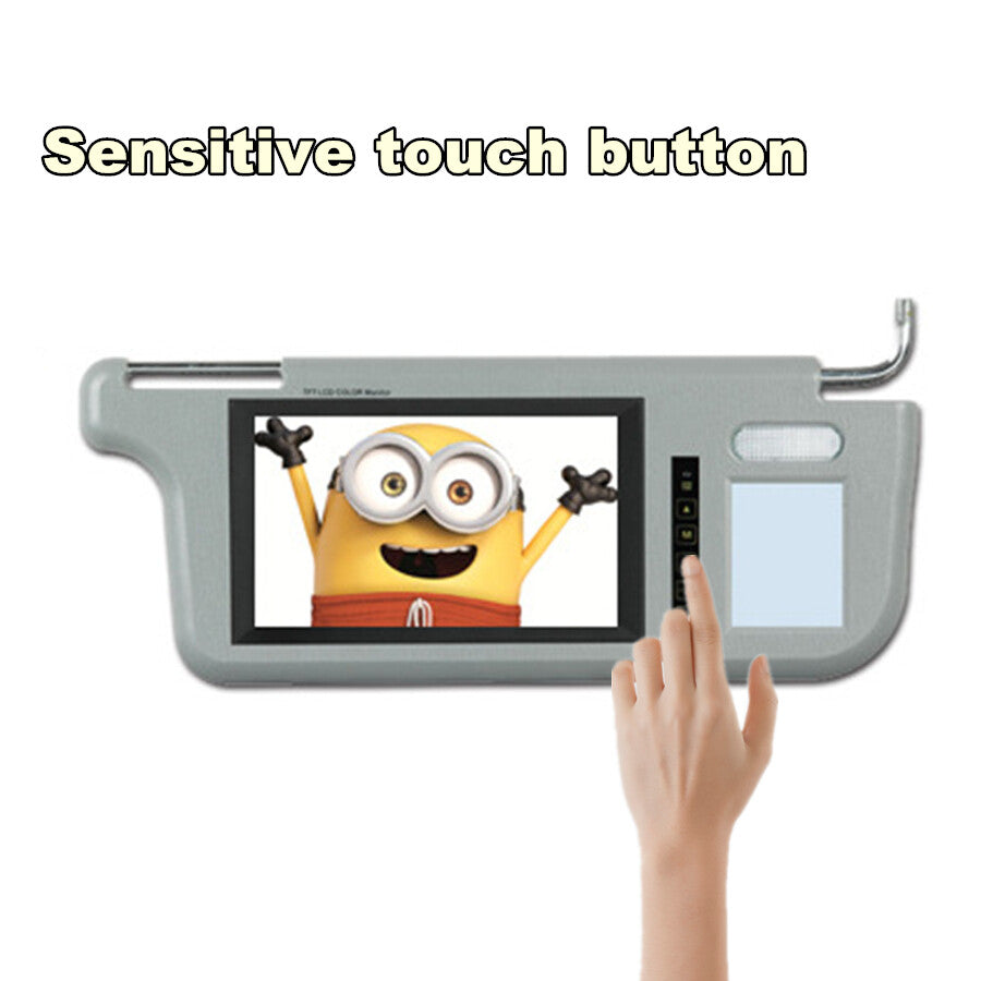 7 Video Sunvisor Rear View Mirror Screen LCD Monitor Touch Button 2 Channel 12V